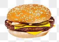 Homemade hamburger png sticker, fast food, transparent background