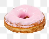 Pink donut png sticker, dessert, transparent background