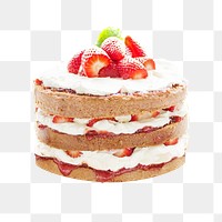 Strawberry layer cake png sticker, transparent background