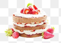 Strawberry layer cake png sticker, transparent background