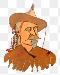 Wild Western png mustache man illustration, transparent background.  Remastered by rawpixel