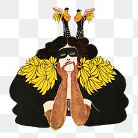 Vintage woman png in masquerade mask, transparent background.  Remastered by rawpixel