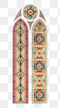 Stained glass png for churches and dwellings, transparent background.  Remastered by rawpixel