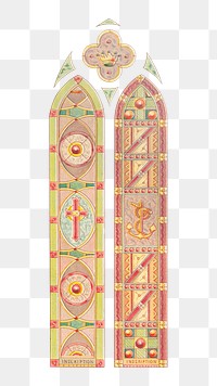 Stained glass png for churches and dwellings, transparent background.  Remastered by rawpixel