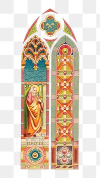 Stained glass png for churches and dwellings, transparent background.  Remastered by rawpixel