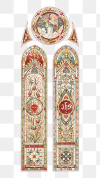 Church's stain glass png, transparent background.  Remastered by rawpixel