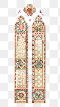 Church's stain glass png, transparent background.  Remastered by rawpixel