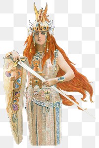 Brunnhild painting png from L'Estampe Moderne, transparent background.  Remastered by rawpixel