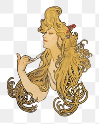 Alphonse Mucha's Job png, transparent background.  Remastered by rawpixel