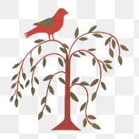 Bird on a tree png, transparent background.  Remastered by rawpixel