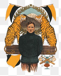 Aesthetic man and tigers  png on transparent background.   Remastered by rawpixel