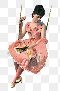 Aesthetic woman on swing  png on transparent background.   Remastered by rawpixel