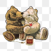 Aesthetic vintage bears  png on transparent background.   Remastered by rawpixel