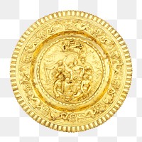 Aesthetic gold medal png on transparent background.  Remastered by rawpixel