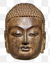 Aesthetic Buddha head png on transparent background, limestone sculpture.  Remastered by rawpixel