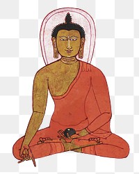 Aesthetic Buddha painting png on transparent background.  Remastered by rawpixel