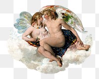 Aesthetic cupid and Psyche painting png on transparent background. Remastered by rawpixel