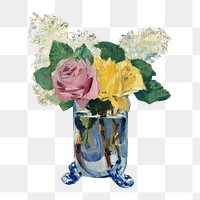 Aesthetic Edouard Manet's lilacs and roses png on transparent background.  Remastered by rawpixel