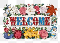 Aesthetic welcome sign png on transparent background.  Remastered by rawpixel