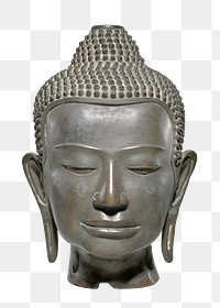 Aesthetic Buddha head sculpture png on transparent background.  Remastered by rawpixel