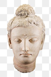 Png Head of a Buddha sculpture on transparent background.   Remastered by rawpixel