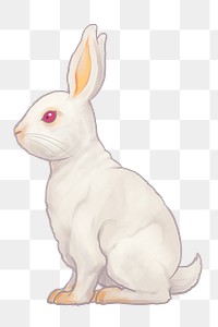 White rabbit png sticker, Chinese zodiac animal illustration, transparent background