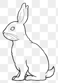 Rabbit png sticker, Chinese zodiac animal in line art design, transparent background