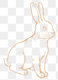Gold rabbit png sticker, Chinese zodiac animal in line art design, transparent background