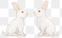 White rabbits png sticker, Easter celebration animal illustration, transparent background