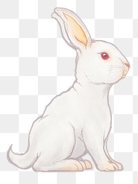 White rabbit png sticker, Easter celebration animal illustration, transparent background