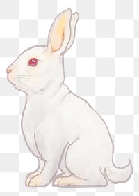 White rabbit png sticker, Chinese zodiac animal illustration, transparent background