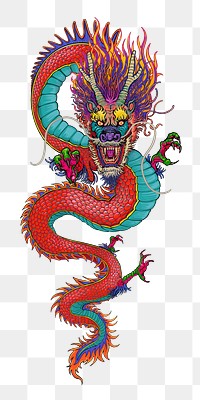 Ancient Chinese dragon png sticker, oriental animal illustration, transparent background