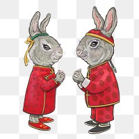 Chinese rabbits animal png sticker, 2023 New Year celebration graphic, transparent background