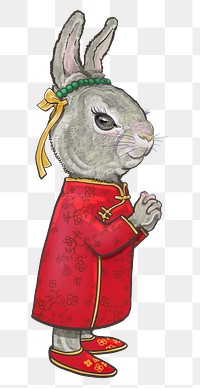 Chinese rabbit animal png sticker, 2023 New Year celebration graphic, transparent background