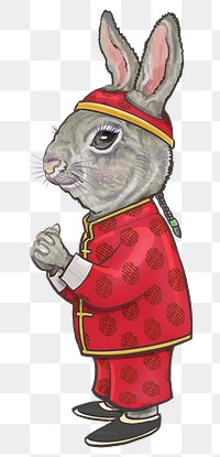 Chinese rabbit animal png sticker, 2023 New Year celebration graphic, transparent background