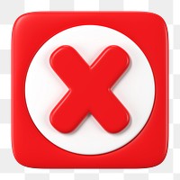 X mark png icon, 3D business negation symbol on transparent background