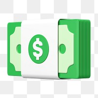 3D dollar png bill, money clipart, financial business on transparent background