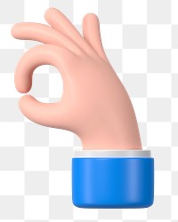 Okay hand png 3D clipart, business approval graphic on transparent background