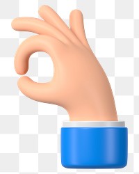 Businessman's OK hand png sticker, 3D gesture illustration, transparent background