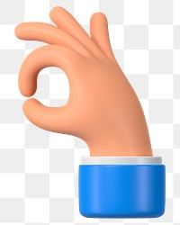 Businessman's OK hand png sticker, 3D gesture illustration, transparent background