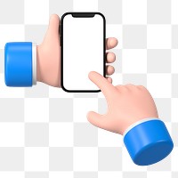 Hand using smartphone png, 3D clipart, marketing business digital device graphic