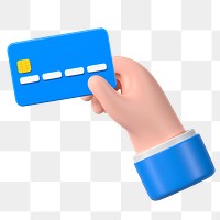 Hand png holding credit card clipart, 3D finance graphic on transparent background