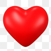 Heart shape png 3D sticker, love, red Valentine's day graphic