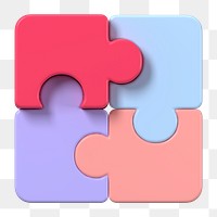 Jigsaw png sticker, 3D business teamwork symbol on transparent background