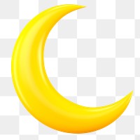 3D crescent png moon clipart, aesthetic illustration on transparent background