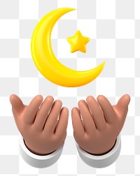 Muslim png praying hand gesture sticker, 3D illustration 