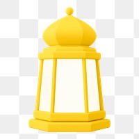 Gold lantern png 3D sticker, Ramadan symbol illustration on transparent background