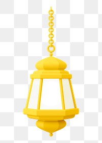 Orange lantern png 3D sticker, Ramadan symbol illustration on transparent background