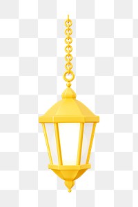 Gold lantern png 3D sticker, Ramadan symbol illustration on transparent background