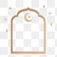 Star and crescent png frame, 3D Ramadan, transparent background